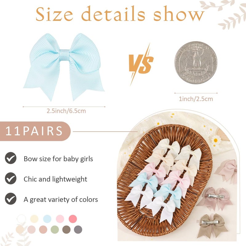 CellElection 22 Pack Mini Hair Bow Clips for Baby Girls Grosgrain Ribbon Bows Tiny Hair Clips Fine Hair for Girls Infants Toddlers - Image 3